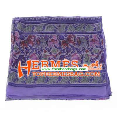 Hermes 100% Silk Square Scarf Purple HESISS 135 x 135 - Click Image to Close